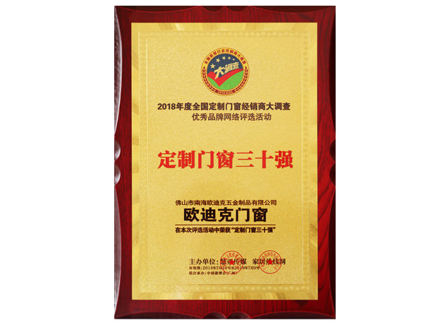 定制門窗三十強